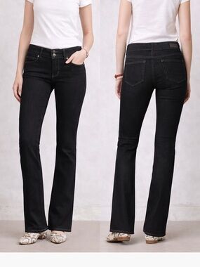 Paige Hidden Hills Black Bootcut Jeans High Rise Stretch Size 28 Workwear